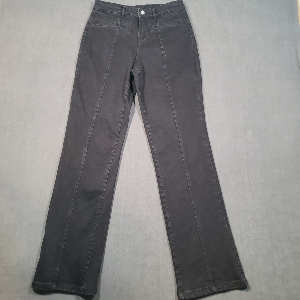 J.McLaughlin Straight Leg Jeans Womens 2 Black High Rise Seam Detail Pants‎